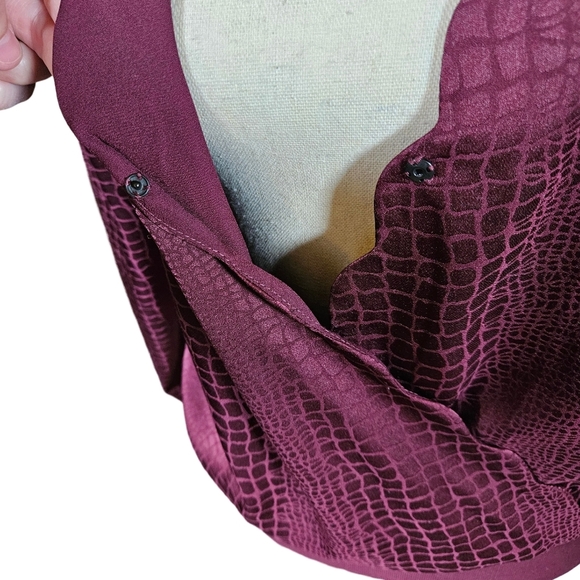 Socialite Long Sleeve Wrap Front V Neck Body Suit, Plum Purple, Small - Picture 3 of 16